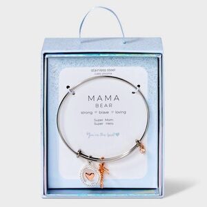 Mom bracelet momma bear mothers day gift new with tags box silver gold tone love